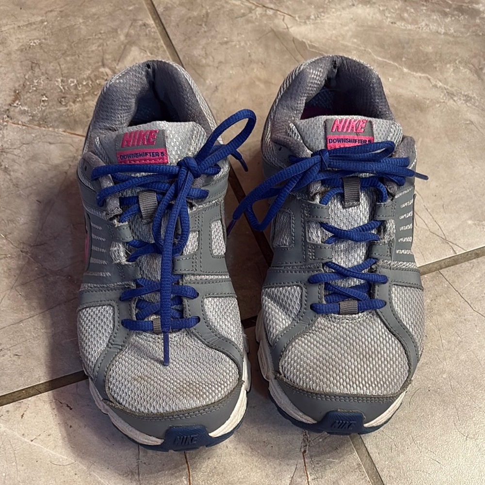 Nike Gray Sneakers with Blue and Pink Accents